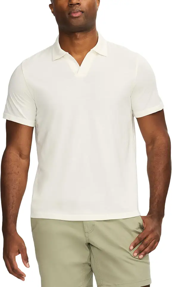 SAKS Fifth Avenue Men’s Short Sleeve Cotton‑Blend Johnny Collar Knit Polo