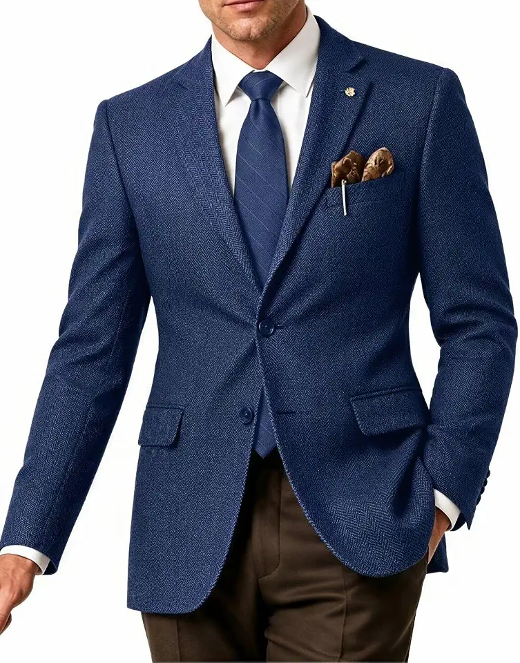 Global Recycled Standard Tweed Men Suit Blazers Jacket Sport Coats Retro Suits Separates Tux Blazer