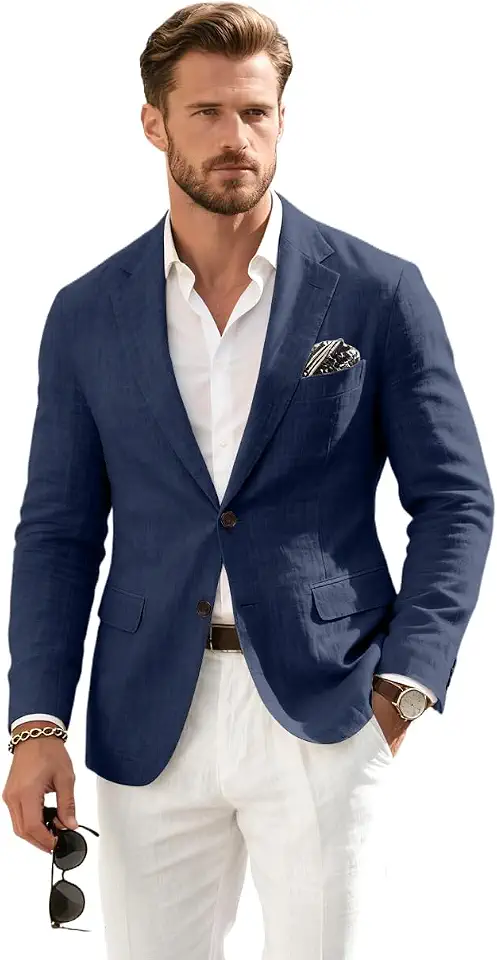 Global Recycled Standard Linen Retro Mens Suit Jacket Blazer Prom Jackets Suit Separates Sport Coat