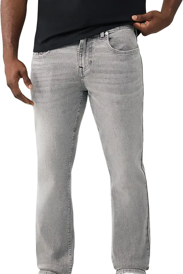 True Religion Men's Ricky Skinny No Flap Straight Jeans - Cotton Blend, Straight Fit, Signature Stitching