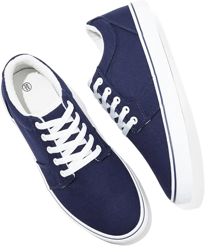 BENPAO Mens White Casual Shoes All Black Fashion Sneakers for Men Low Top Lace Up Canvas Shoes