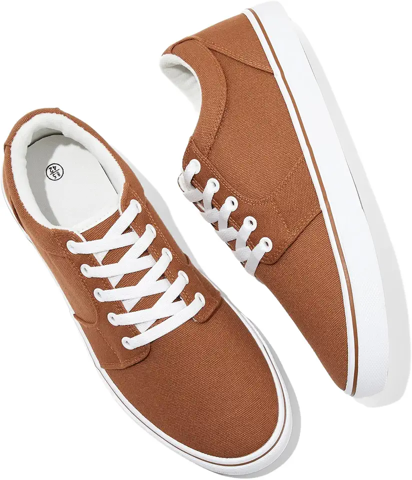BENPAO Men's White Casual Tennis Shoes Black Canvas Sneakers | Low Top Business,Soft Breathable Tennis,Fashion Lace up,Comfortable No Slip Walking
