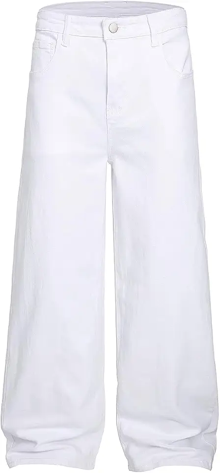 QIMYUM Men's Wide-Leg Baggy Flex Jeans Relaxed Loose Fit Long Denim Pants