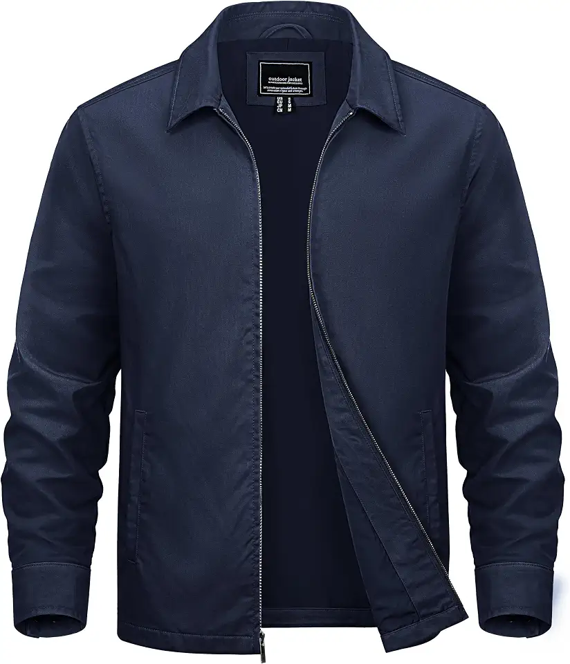Cotrasen Men's Cotton Blend Work Jacket Casual Business Windbreaker Jackets