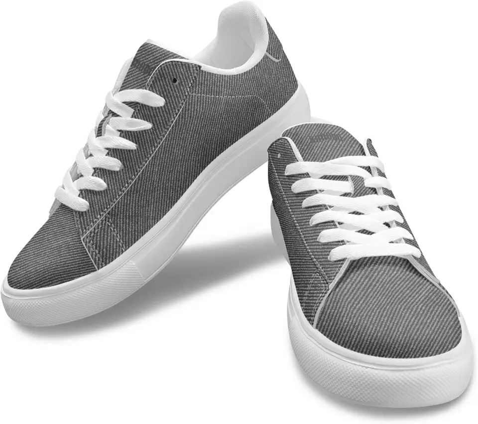 Men's Denim-Style Casual Sneakers – Low-Top Flat Sole Comfort Tennis Shoes