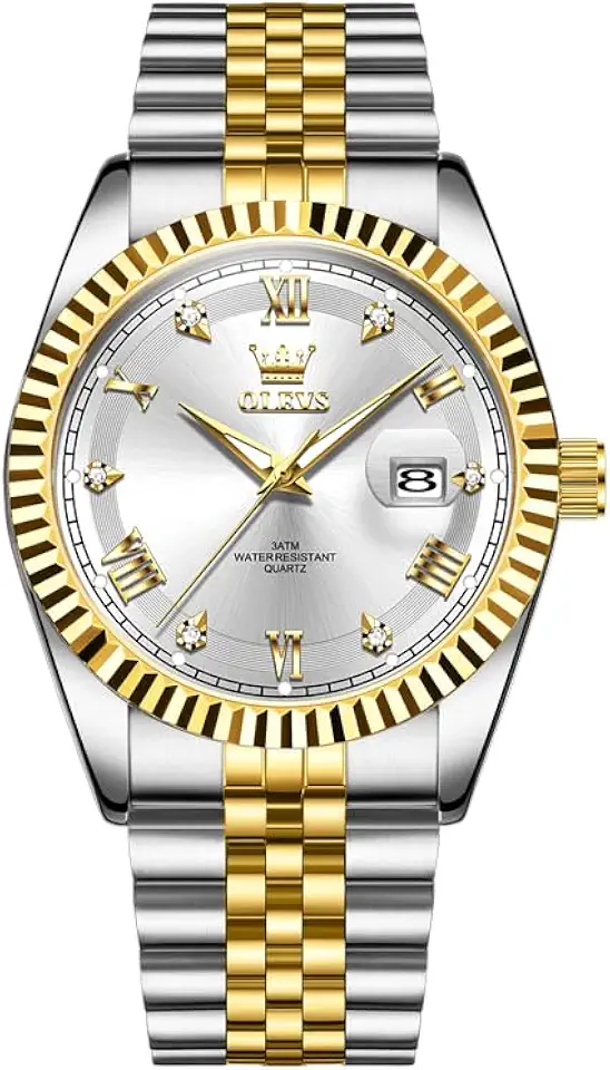 OLEVS Watch Men Luxury Watches for Men Waterproof Bussiness Dress Stainless Steel Men Watch Luminous with Date Easy to Read Analog Quartz Classic Durable Men's Wrist Watches Relojes para Hombres