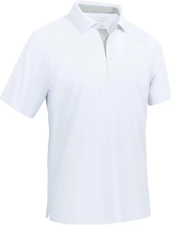 Mens Golf Shirts Quick Dry Moisture Wicking Mesh Solid Casual Short Sleeve Performance Athletic Stylish Men Polo Shirt