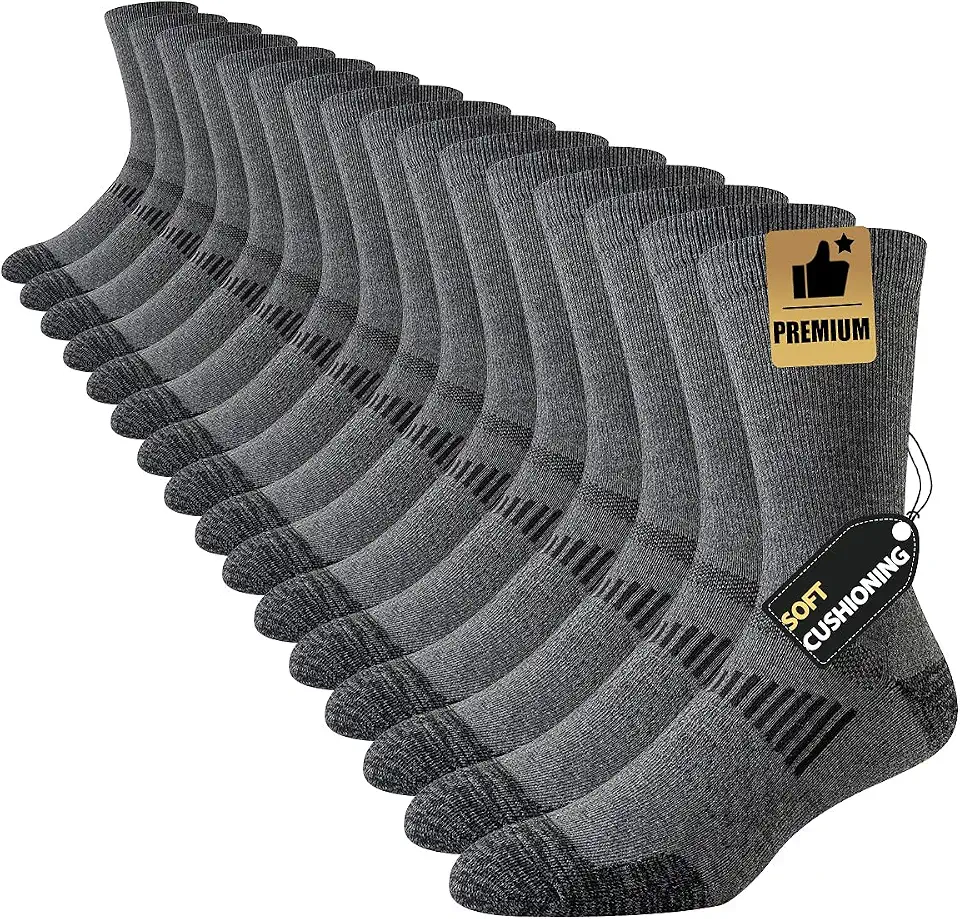 JOYNÉE 8 Pairs Mens Casual Breathable Crew Athletic Calf Socks Long Cushion Work Socks for Workout Sports