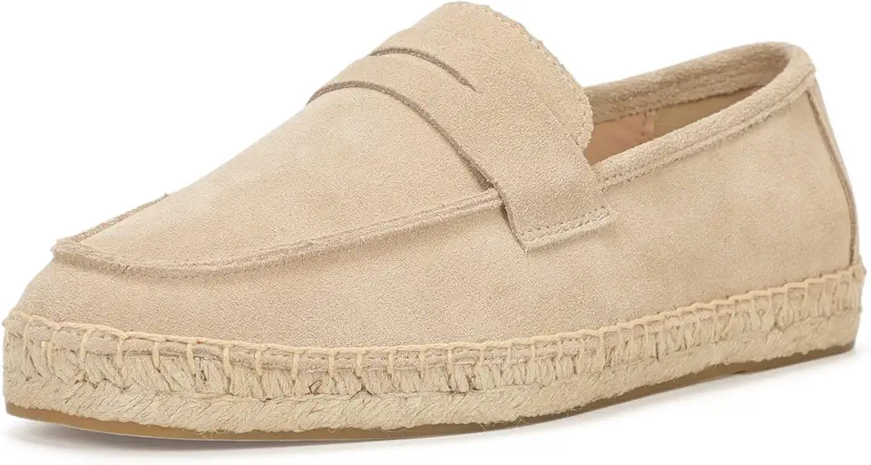 Men's Suede Espadrille Penny Loafers, Casual Slip-On Shoes