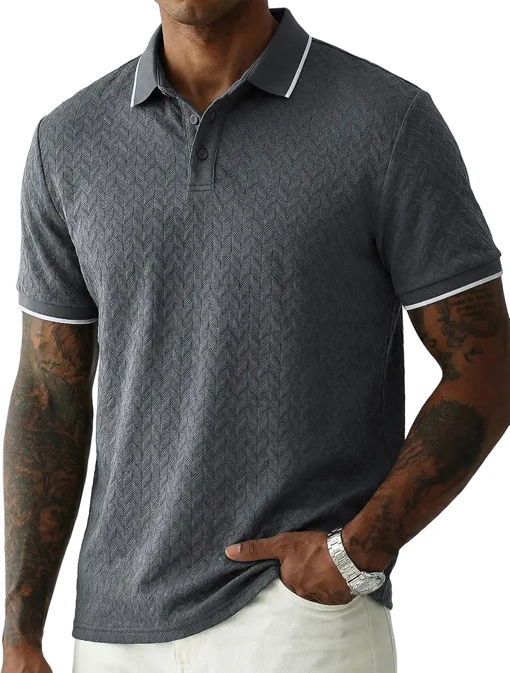 Men's Grey Knit Polo Shirt