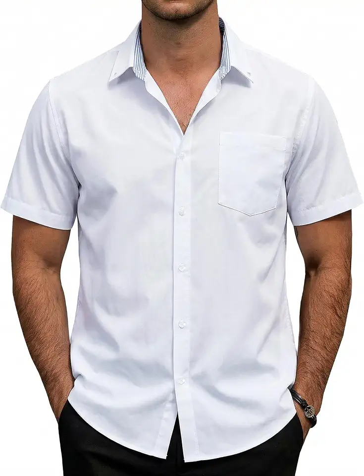 AOTIK Mens Oxford Short Sleeve Dress Shirts Casual Button Down Shirt