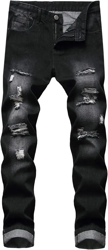 Baylvn Men's Ripped Distressed Destroyed Straight Slim Fit Jeans Skinny Casual Fashion Denim Pants