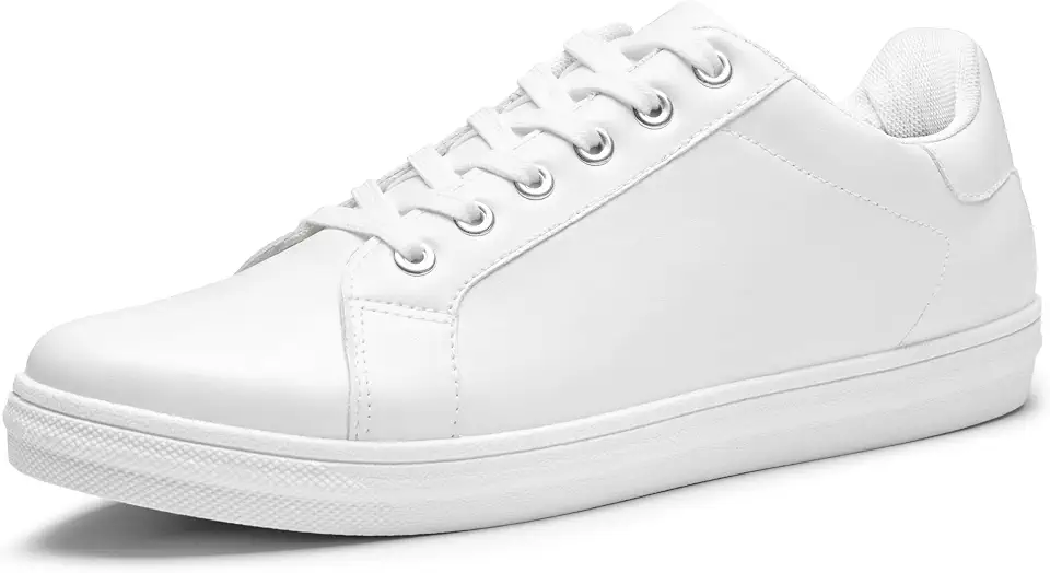 Men's White Leather Low Top Sneakers