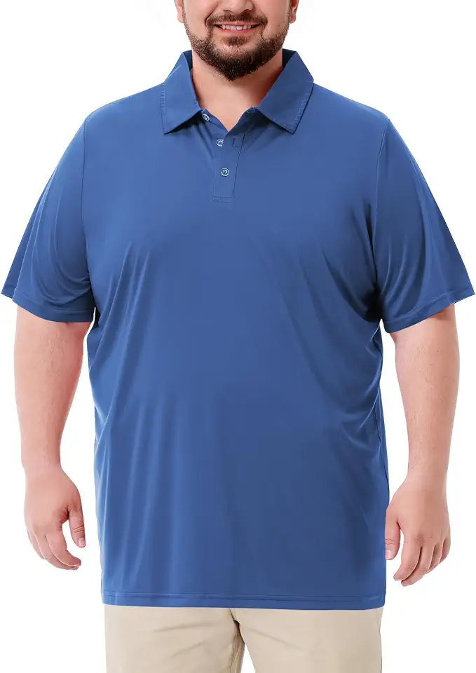 Big and Tall Men's Polo Shirt UPF 50+ Quick Dry Short Sleeve Collared Golf Shirt for Casual Work(XL-8XL)