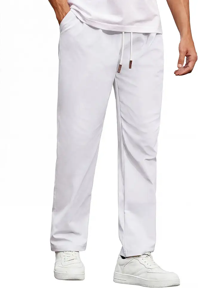 Men's Regular Fit White Pleated Chino Pants
