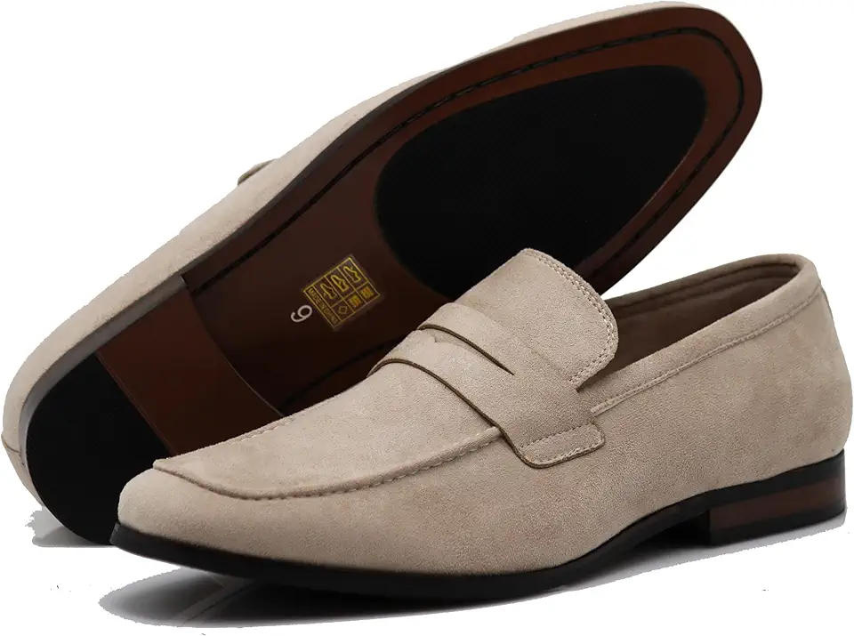 Enzo Romeo MHG Men's Business Casual Formal Vegan Suede Loafers Slip On Driving Dress Shoes