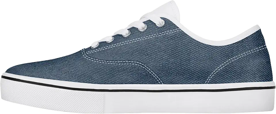 Men's Canvas Sneakers with Denim Texture – Low-Top Casual Lace-Up Shoes