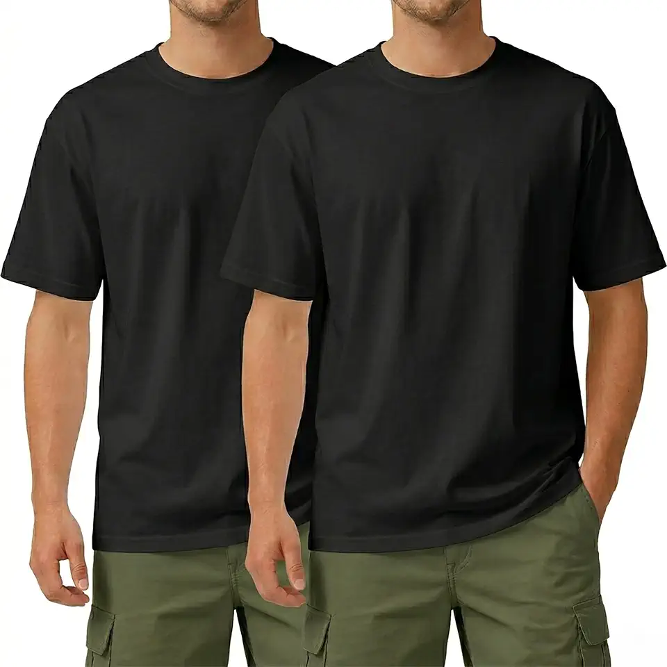 Men's Plain T-Shirts 2-Pack, 100% Cotton Crew Neck Basic Tees, Soft Breathable Undershirts for Daily Casual Work