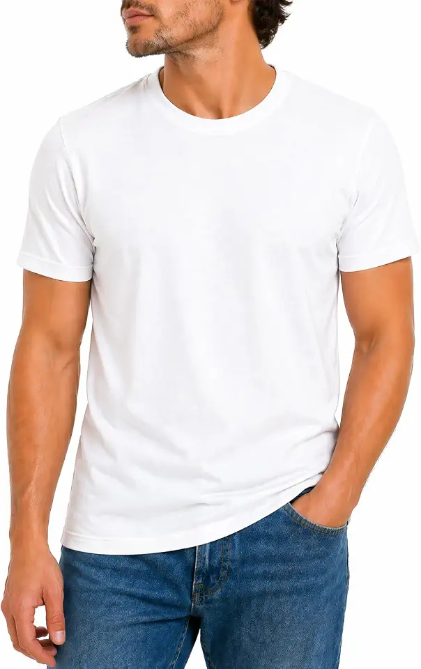 Men’s 100% Cotton T-Shirt | Crew Neck Soft Premium Regular Fit Tee | Plain Short Sleeve Comfortable Everyday Wear