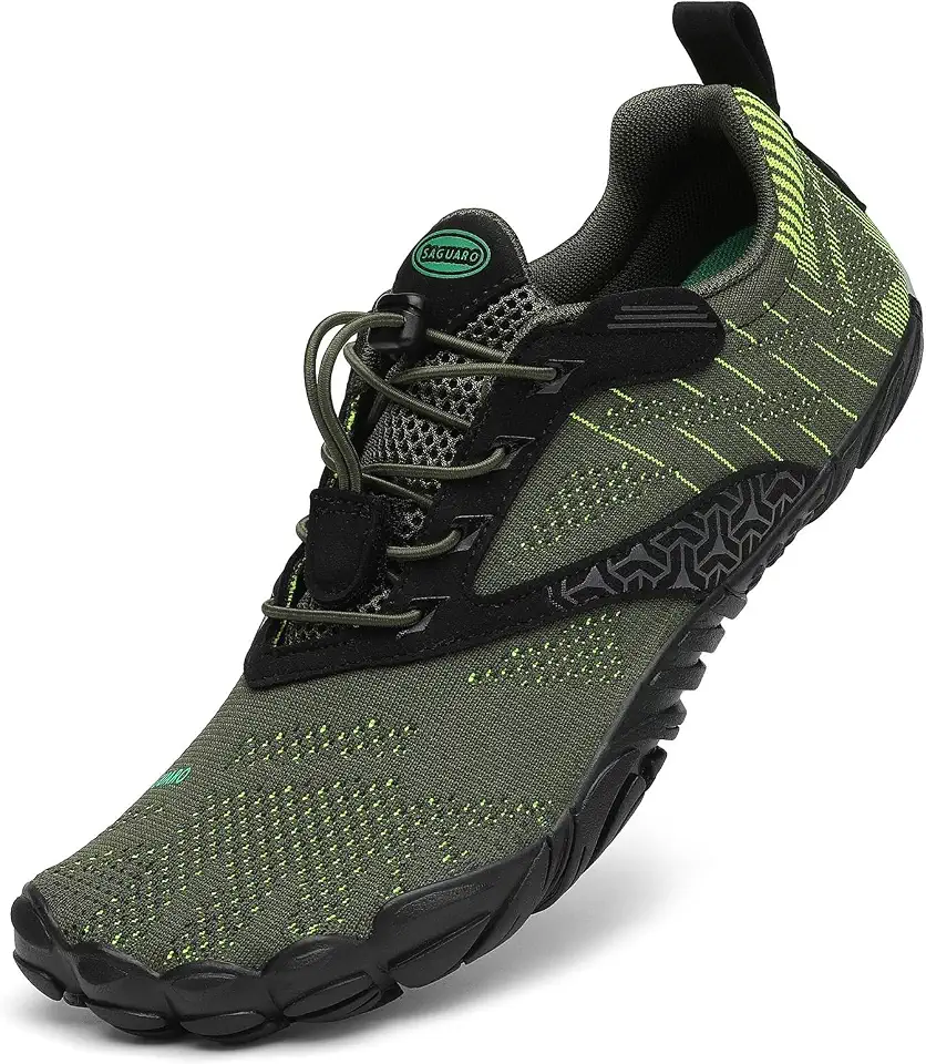 SAGUARO Mens Barefoot Shoes Wide Toe Box Minimalist Zero Drop Trail Running Shoes for Gym Hiking