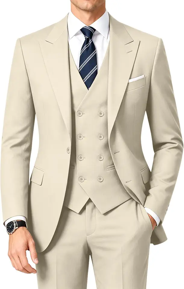 Mens Double Breasted 3 Piece Slim Fit Suit Wedding Groom Prom Dinner Tuxedo