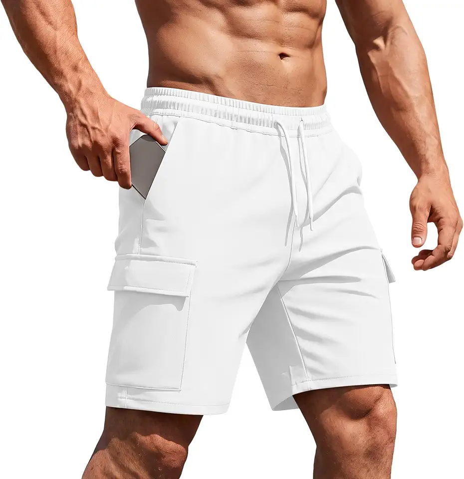 Men's White Cargo Shorts