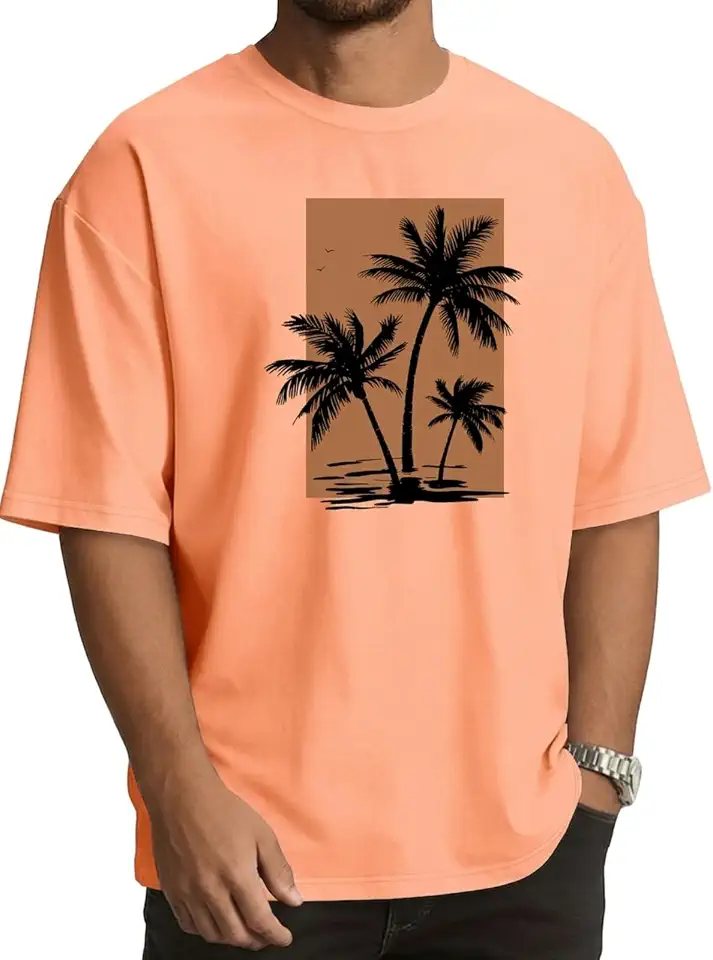 rosemia Oversized Tshirts for Men Crewneck Graphic Short Sleeve Loose Fit Tops