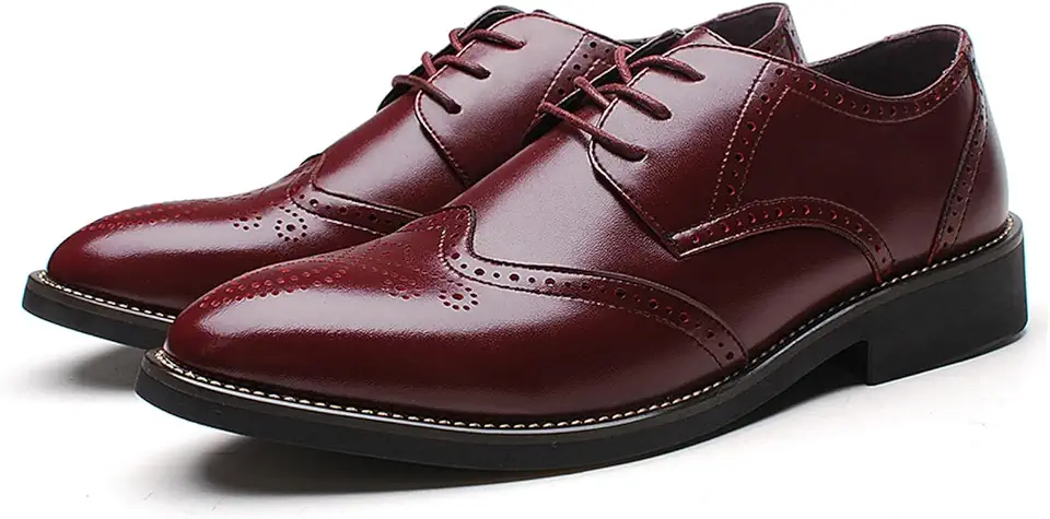 Men's Burgundy Leather Oxford Brogues