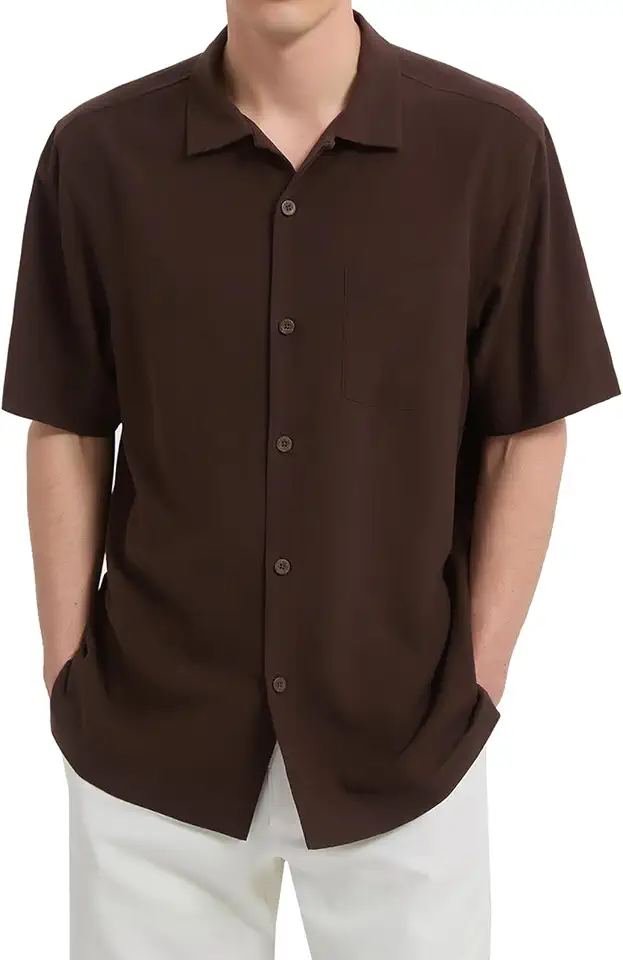 Men's Silk Button Down Shirts Short Sleeve Casual Tropical Holiday Hawaiian Shirts
