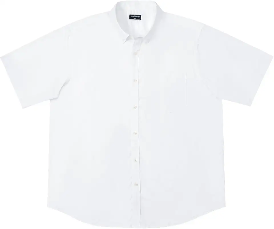 Big and Tall Oxford Short Sleeve Dress Shirts for Men Classic Button Down Shirt Relaxed Fit XXL-6XL Tall