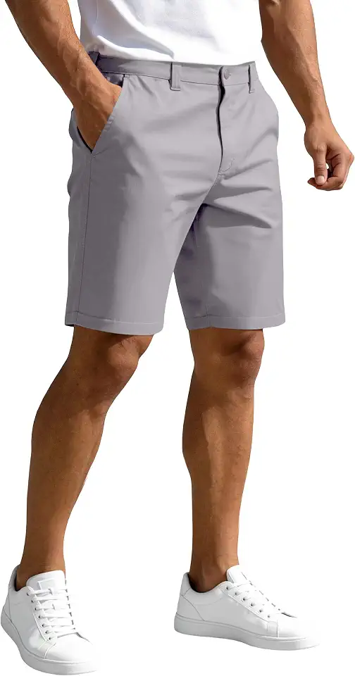 PULI Men's Golf Dress Shorts 9 Inch Flat Front Hybrid