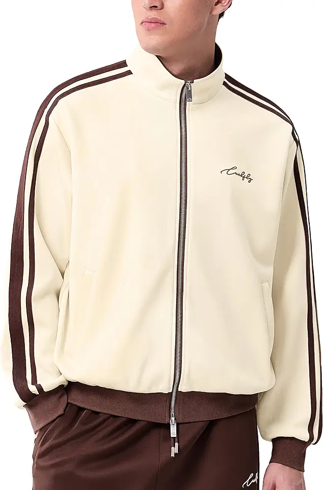 Men's Full Zip Track Jacket Retro Stripe Casual Athletic Streetwear