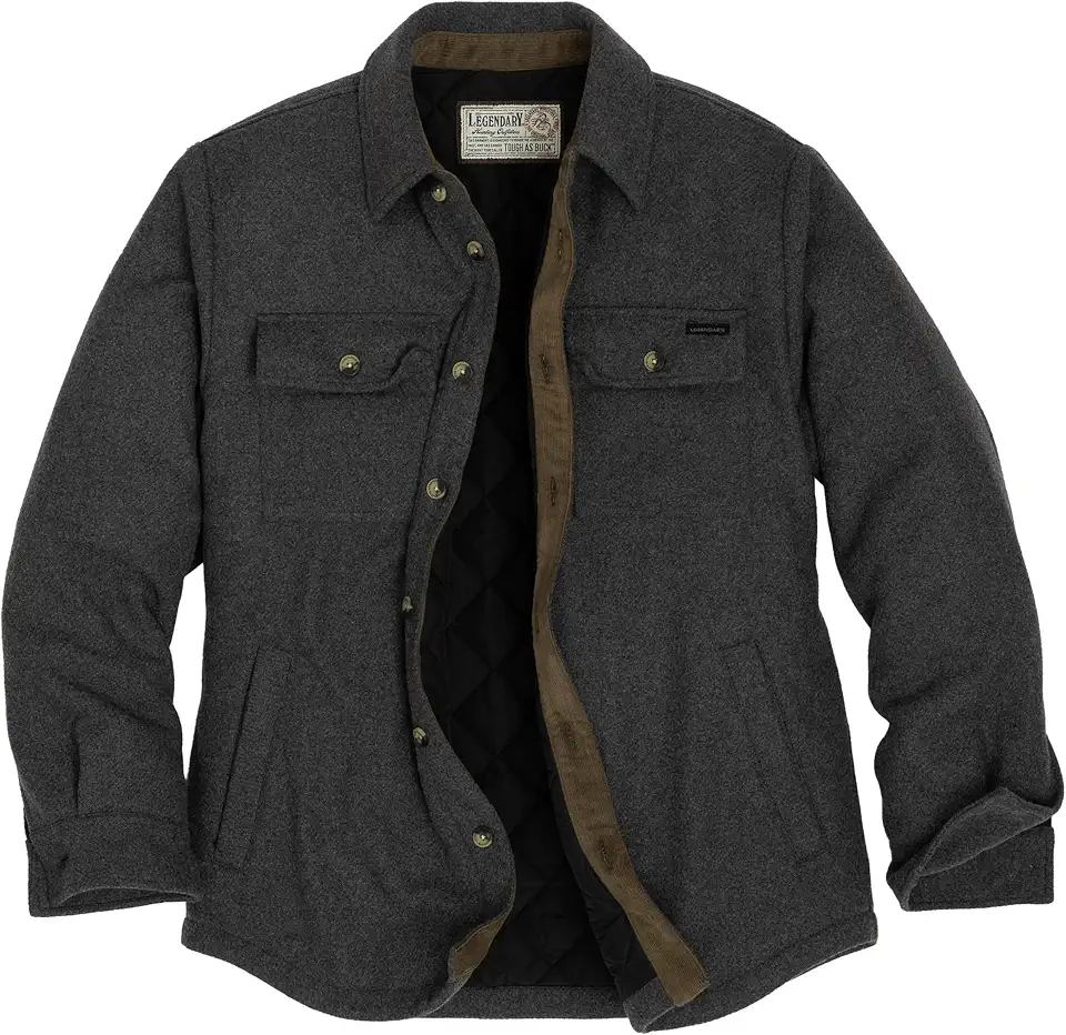 Legendary Whitetails Mens Button Up Wool Insulated Shirt Jacket