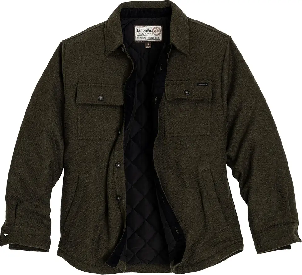 Legendary Whitetails Mens Button Up Wool Insulated Shirt Jacket