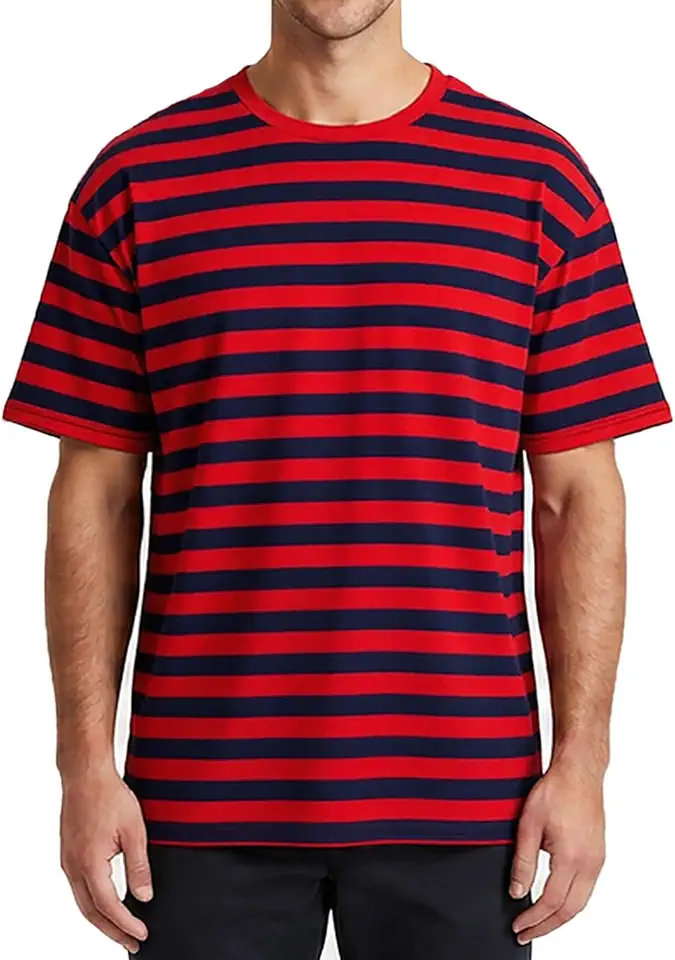 Magic Park Men's Striped Tee Cotton T-Shirt Short Sleeve Top