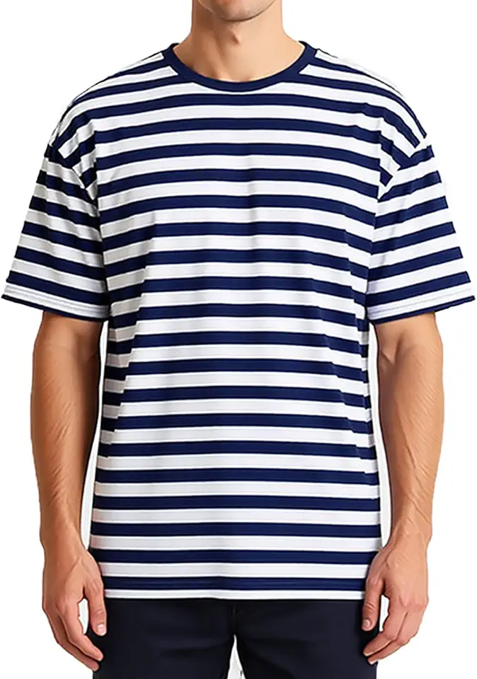Magic Park Men's Striped Tee Cotton T-Shirt Short Sleeve Top