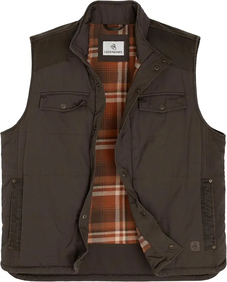 Legendary Whitetails Men's Western Canvas Insulated Flannel Lined Snap Vest