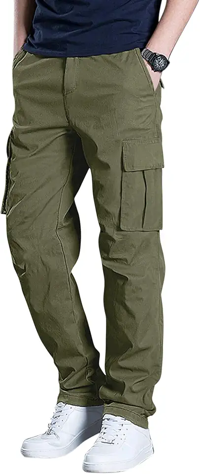Men's Cargo Pants Stretch Sweatpants Elastic Drawstring Casual Pants
