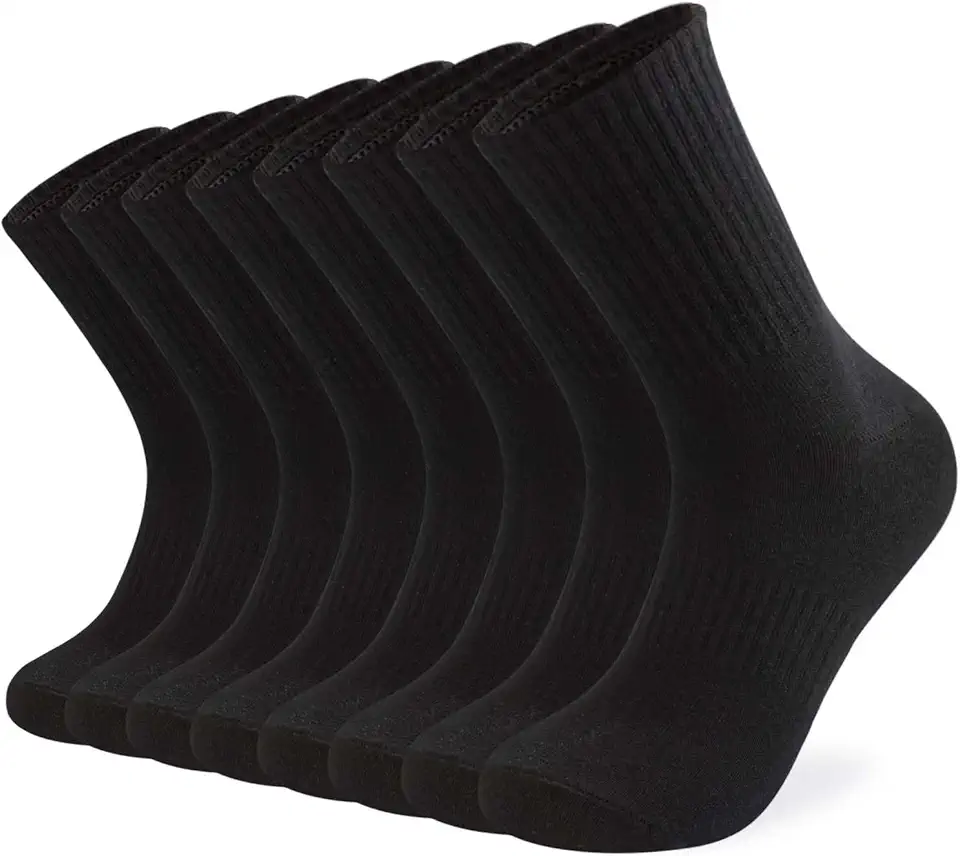 Men's Black Cotton Athletic Crew Socks