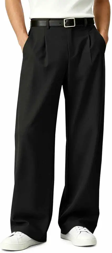 Men's Charcoal Grey Pleated Dress Pants