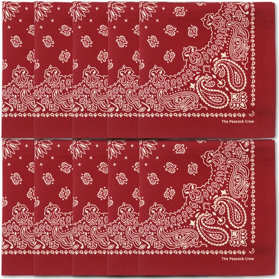 The Peacock Crew Premium Soft Cotton Bandanas Pack for Men and Women Paisley 22 x 22 inches