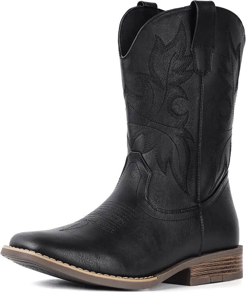 Men's Black Leather Western Boots