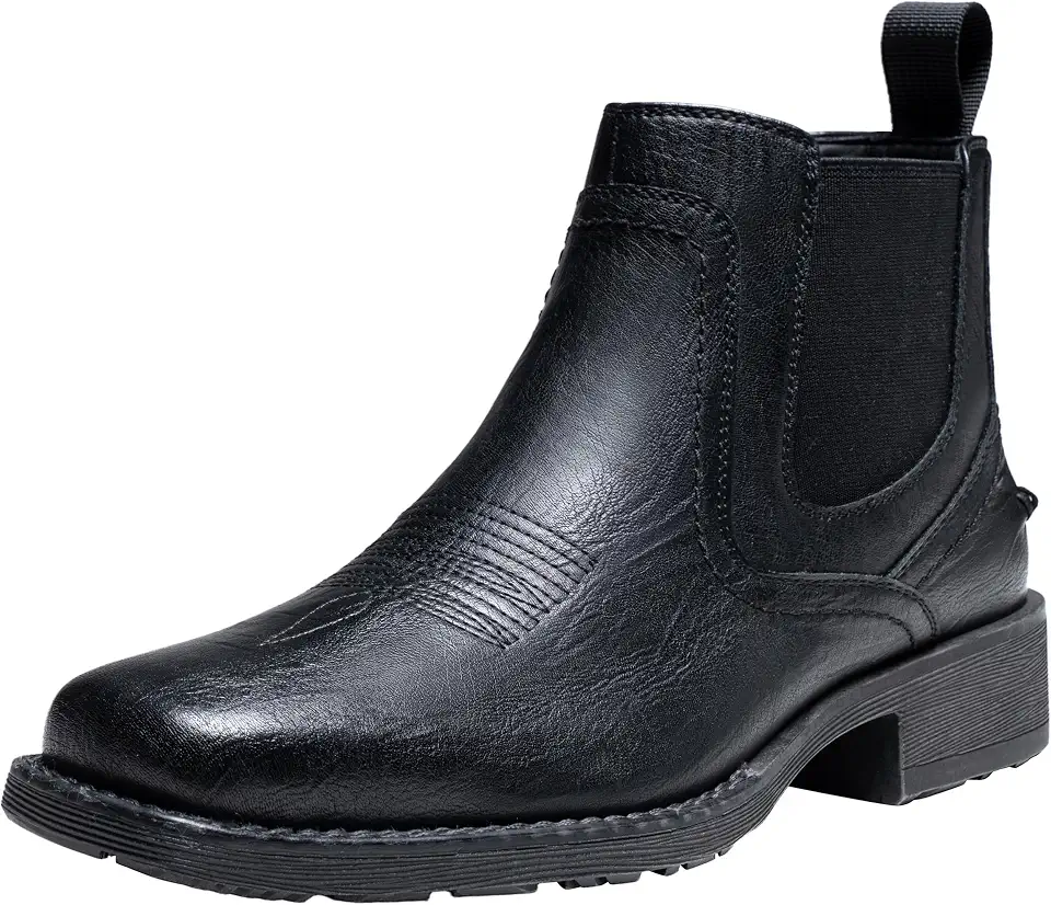 Jousen Cowboy Boots For Men Square Toe Chelsea Boots Men Classic Slip On Western Boots Ankle Casual Dress Boots