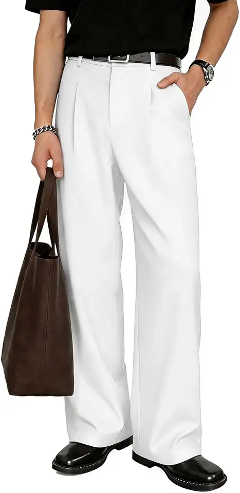 Global Recycled Standard Heyfanee Baggy Dress Pants Men Pleated Wide Leg Trousers Old Money