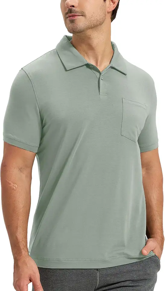 netdraw Men's Ultra Soft Breathable Bamboo Viscose Pocket Polo Shirt