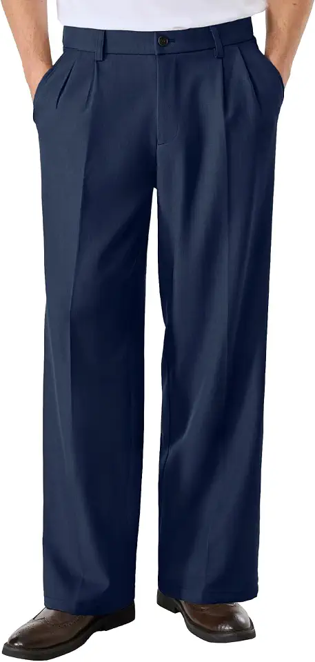 Men's Navy Blue Pleated Dress Pants
