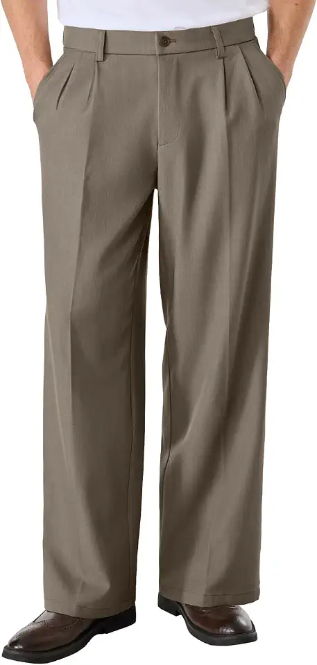 Comdecevis Men's Pleated Wide Pants Casual Baggy Old Money Dress Trousers Relaxed Fit Slacks