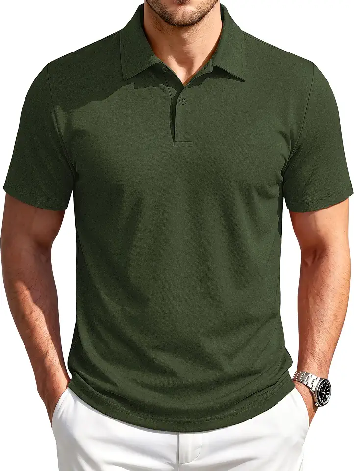 MAGNIVIT Mens Polo Shirts Short Sleeve 2-Button Collared Golf Polo Shirts