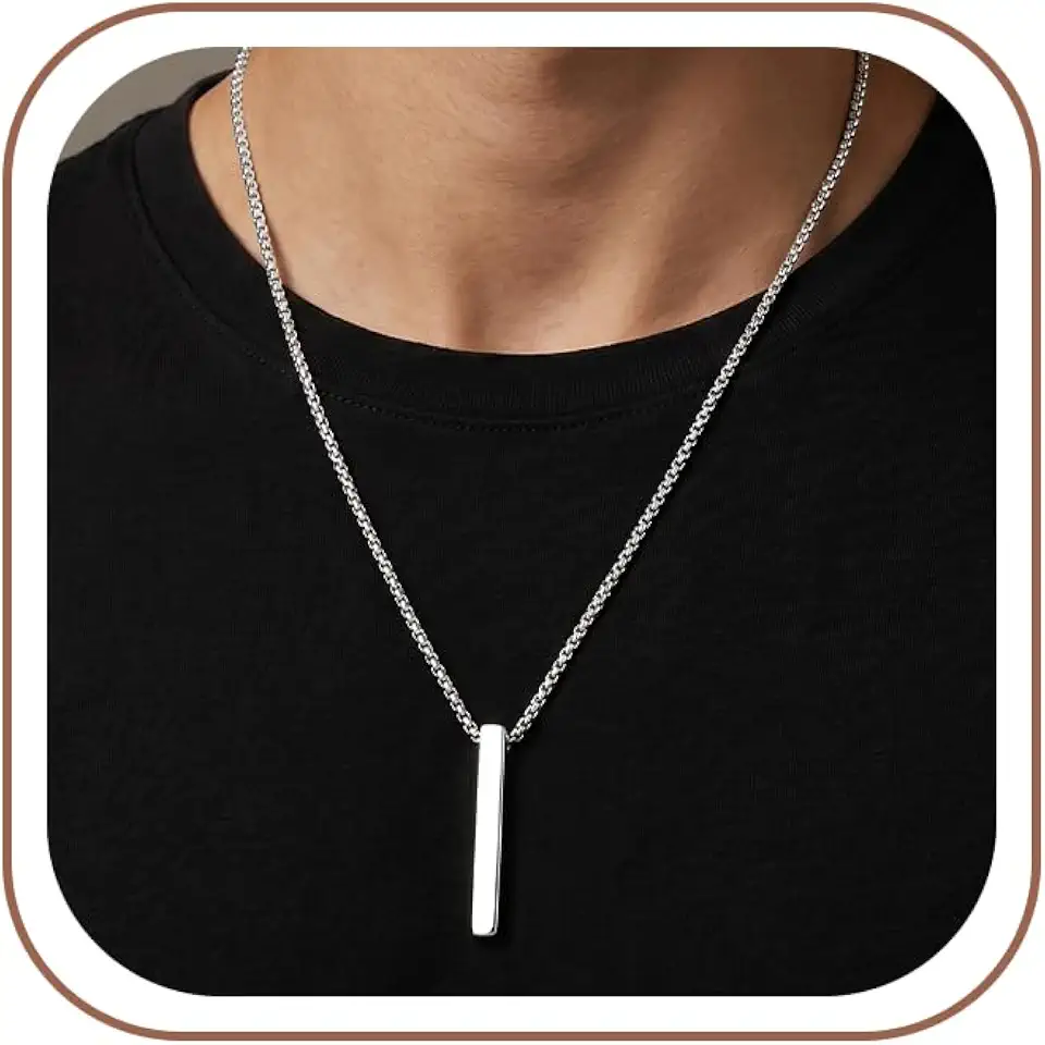 Pendant Necklace for Men - 2.5mm Sterling Silver Box Chain Necklace Simple Fashion Jewelry Gifts 18-24 Inches