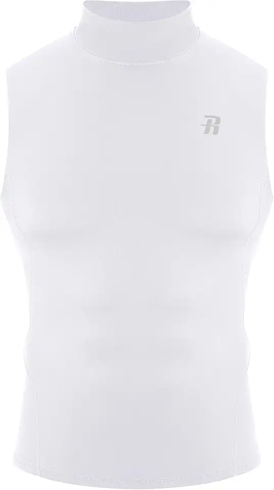 Global Recycled Standard Runhit Men's Turtleneck Compression Tank Top, Sleeveless Mock Neck Shirt, UPF 50+ Athletic Undershirt Football Gym Running